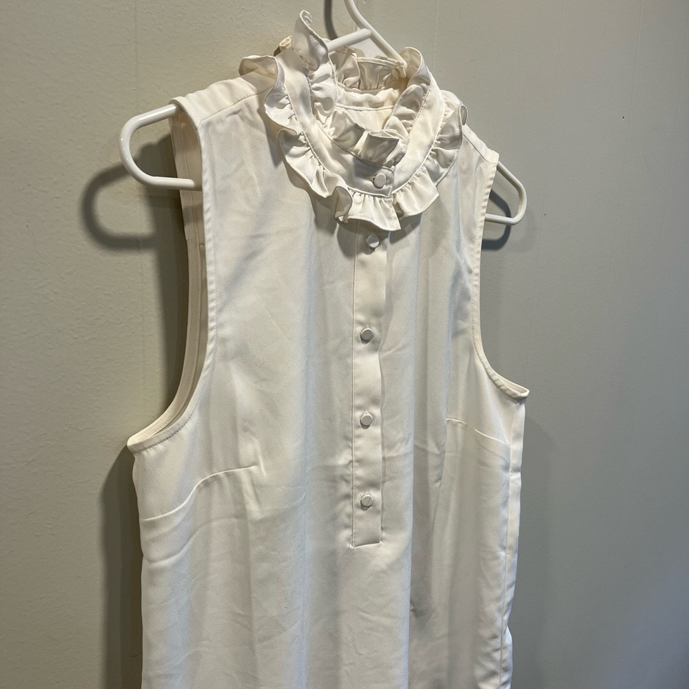 J. Crew sleeveless blouse, high collar